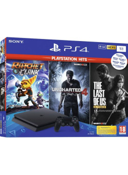 Приставка Sony PlayStation 4 Slim 1TB Black (CUH-2116B) + Uncharted 4 + The Last of Us + Ratchet & Clank